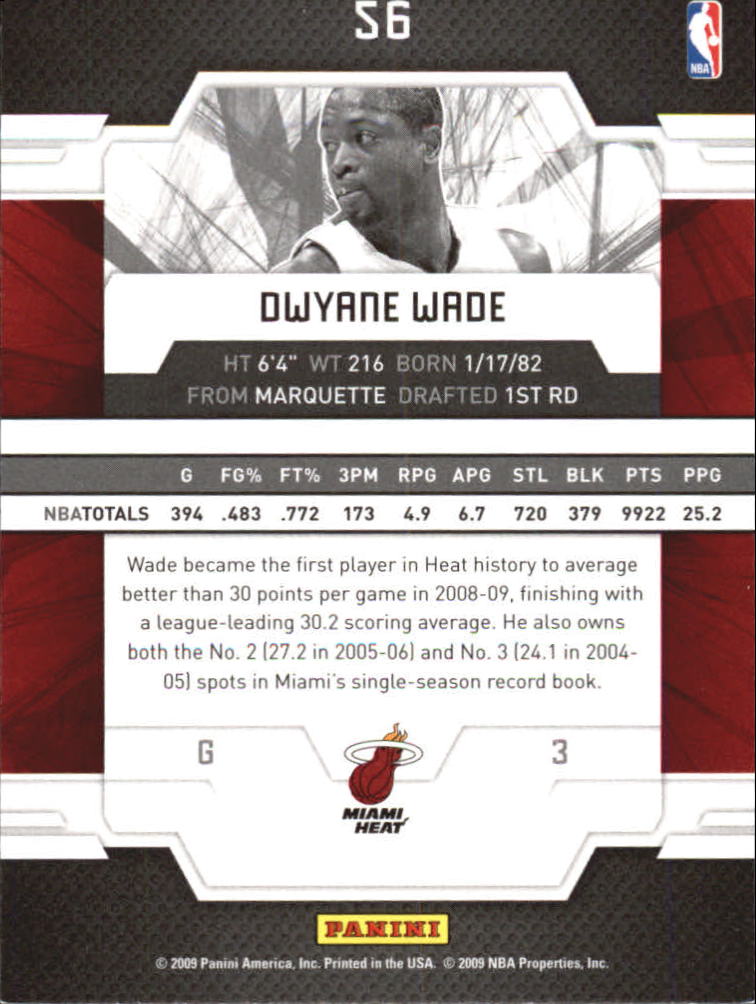 2009-10 Donruss Elite #56 Dwyane Wade back image