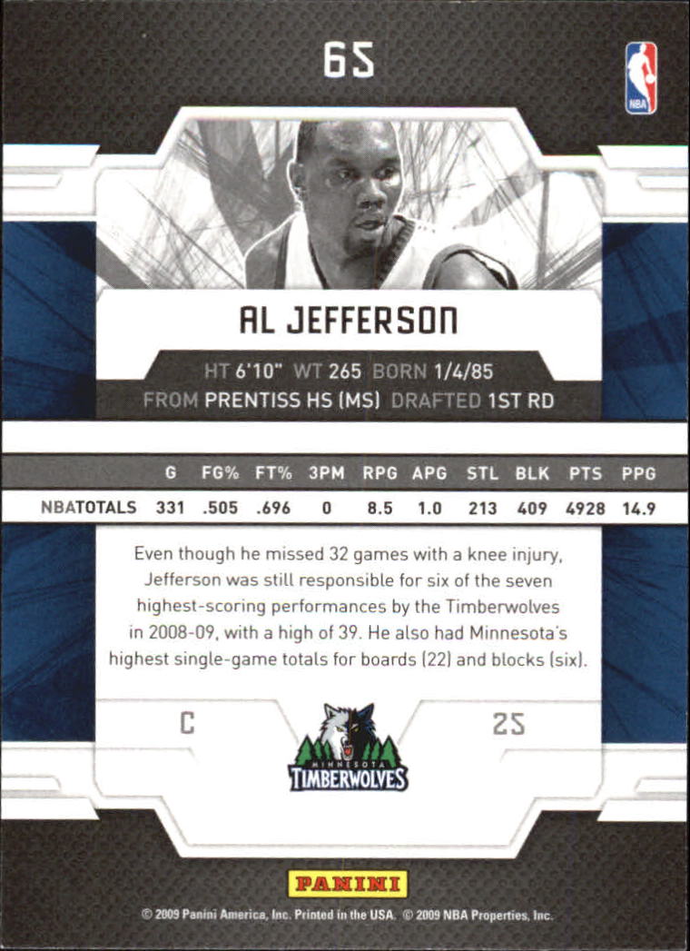 2009-10 Donruss Elite #65 Al Jefferson back image