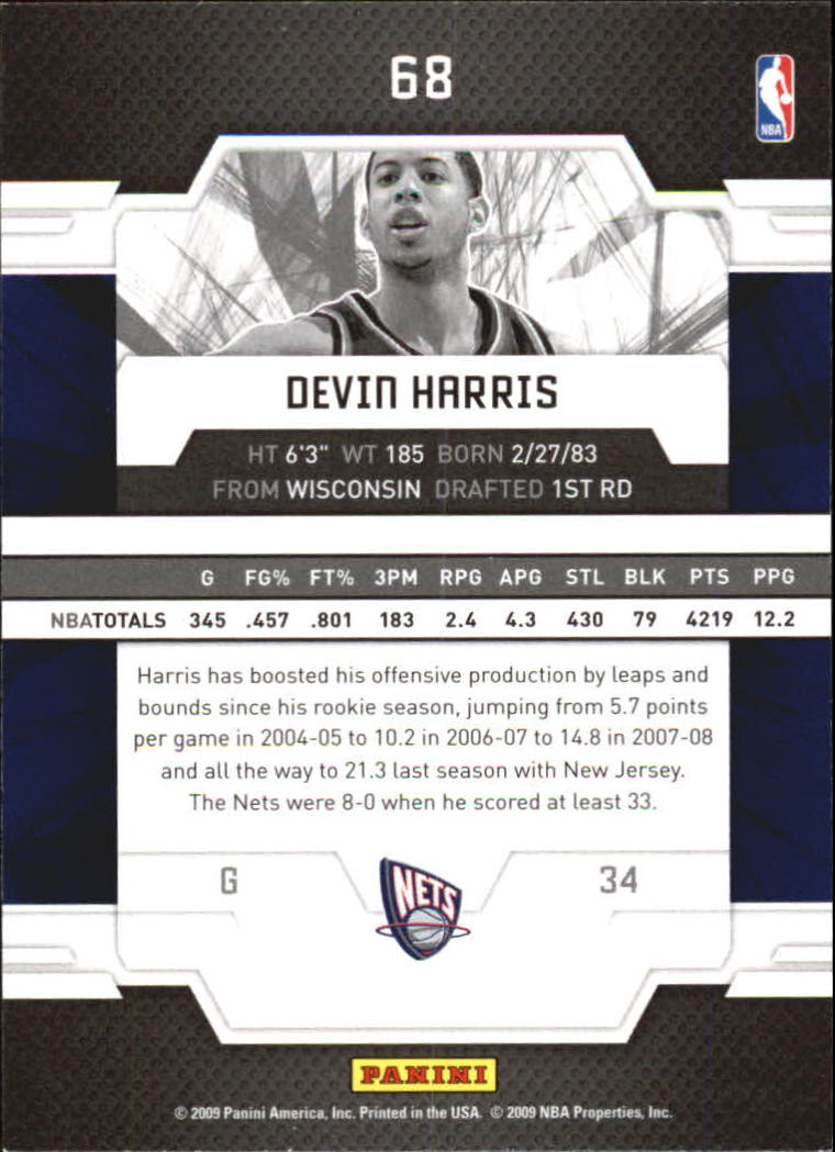 2009-10 Donruss Elite #68 Devin Harris back image