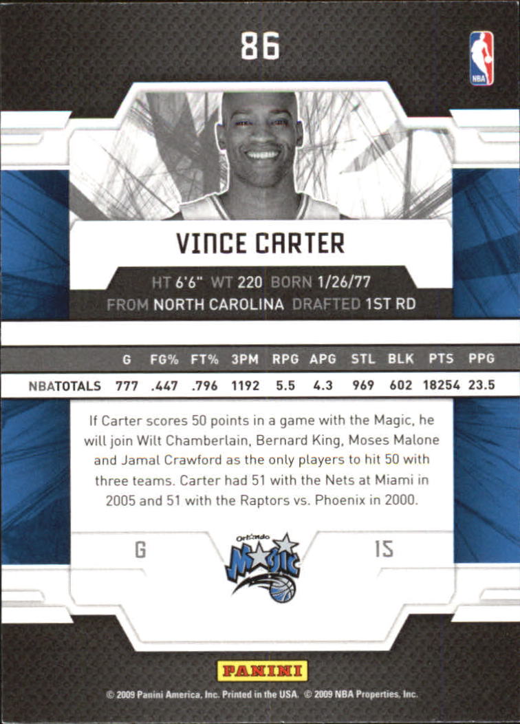 2009-10 Donruss Elite #86 Vince Carter back image