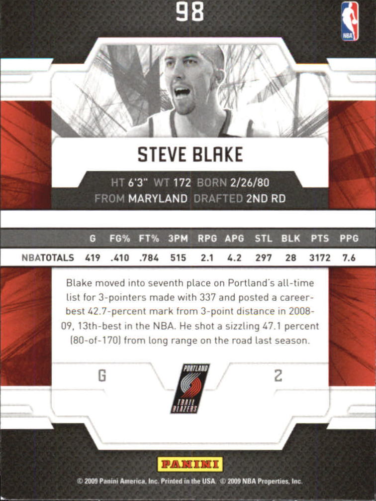 2009-10 Donruss Elite #98 Steve Blake back image