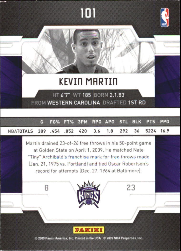 2009-10 Donruss Elite #101 Kevin Martin back image