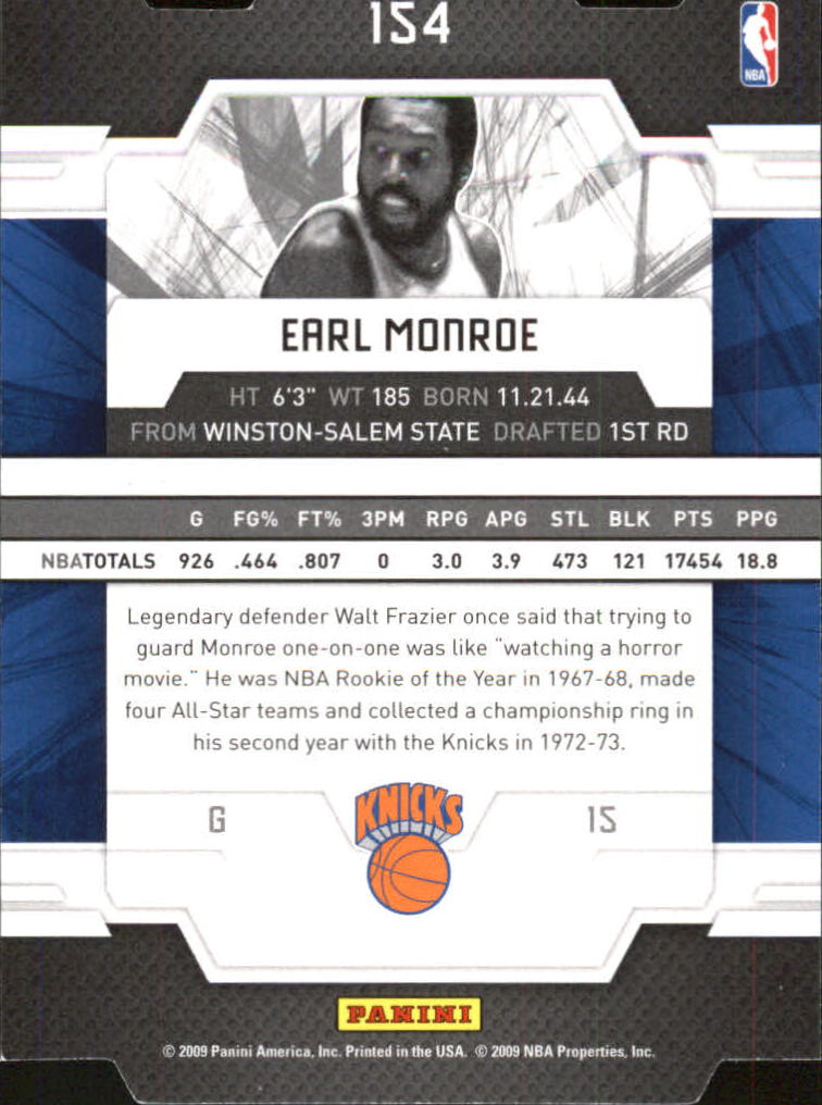 2009-10 Donruss Elite Status #154 Earl Monroe/85 back image