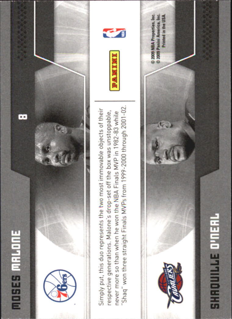 2009-10 Donruss Elite Passing the Torch Green #8 Moses Malone/Shaquille O'Neal back image