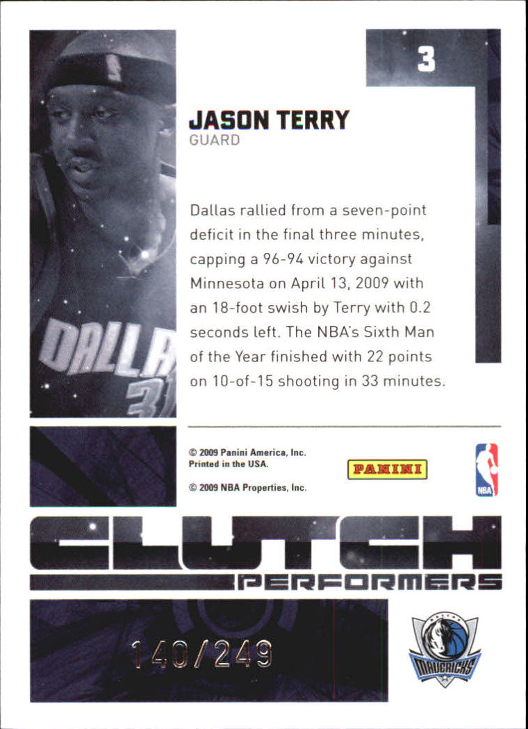 2009-10 Donruss Elite Clutch Performers Red #3 Jason Terry back image