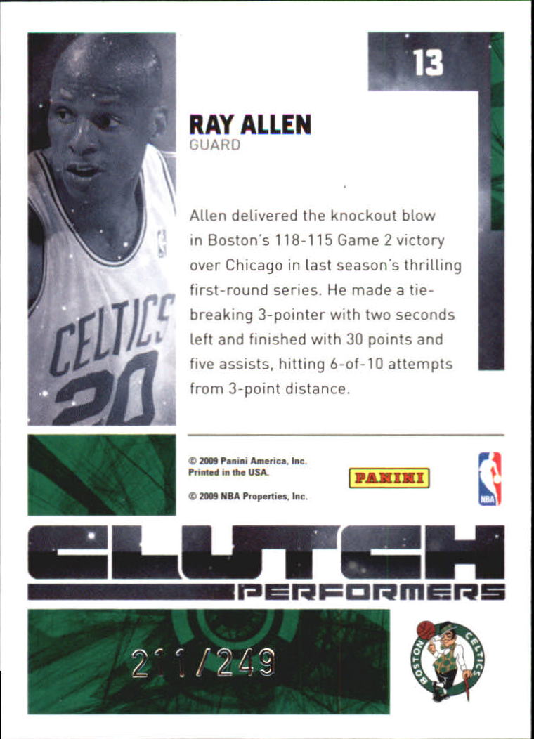2009-10 Donruss Elite Clutch Performers Red #13 Ray Allen back image
