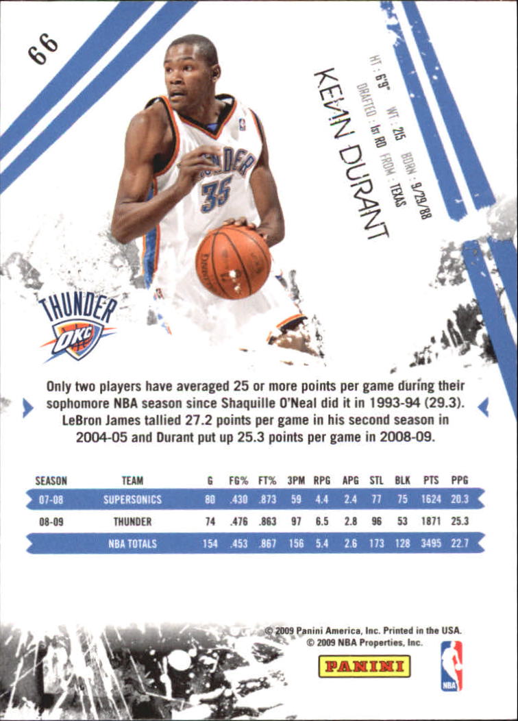 2009-10 Rookies and Stars Longevity #66 Kevin Durant back image