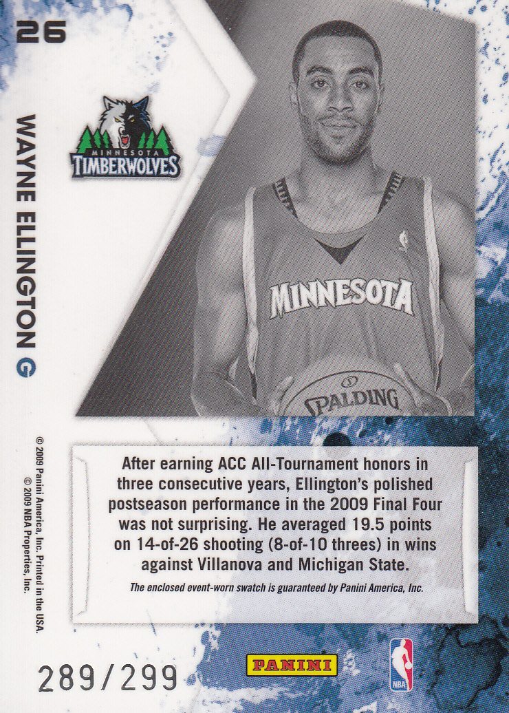 2009-10 Rookies and Stars Longevity Freshman Orientation Materials Jerseys #26 Wayne Ellington back image