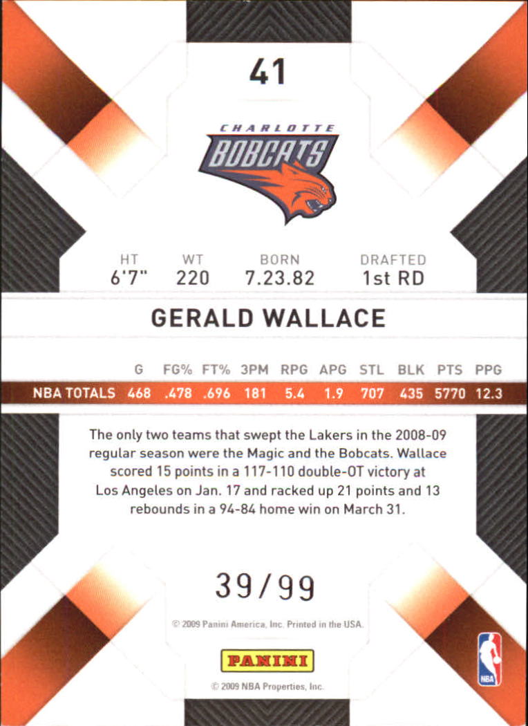 2009-10 Panini Threads #41 Gerald Wallace back image