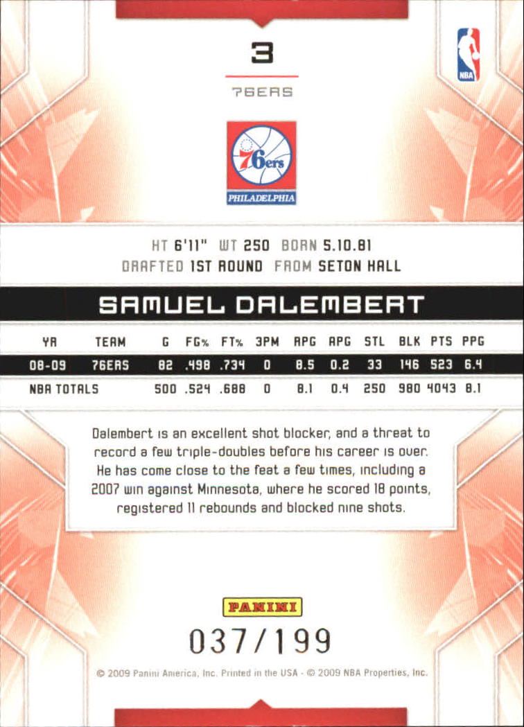 2009-10 Limited #3 Samuel Dalembert back image