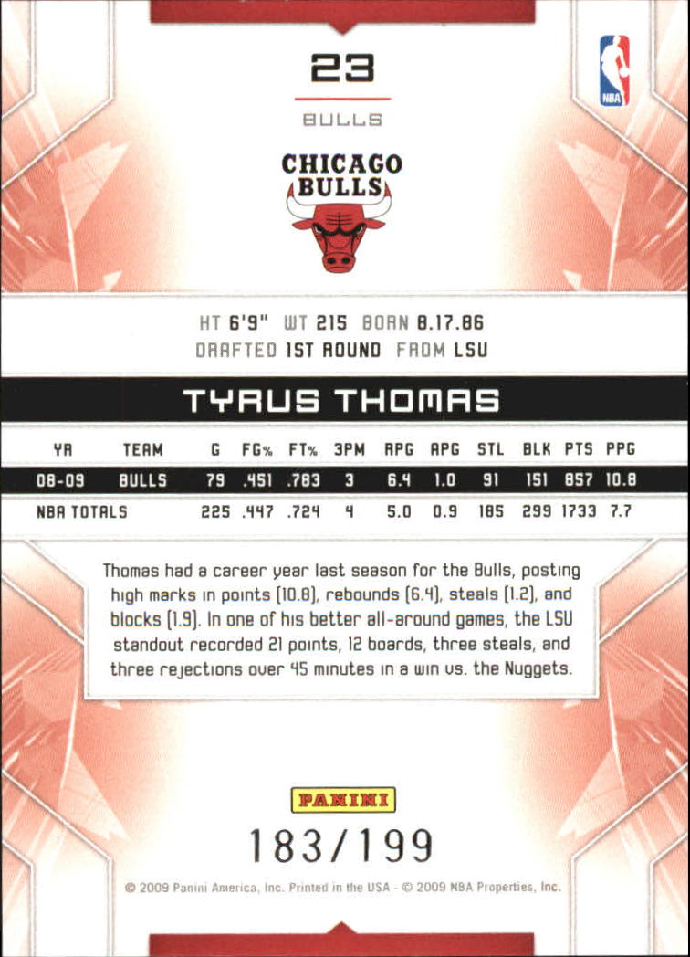 2009-10 Limited #23 Tyrus Thomas back image