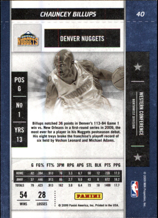 2009-10 Playoff Contenders #40 Chauncey Billups back image