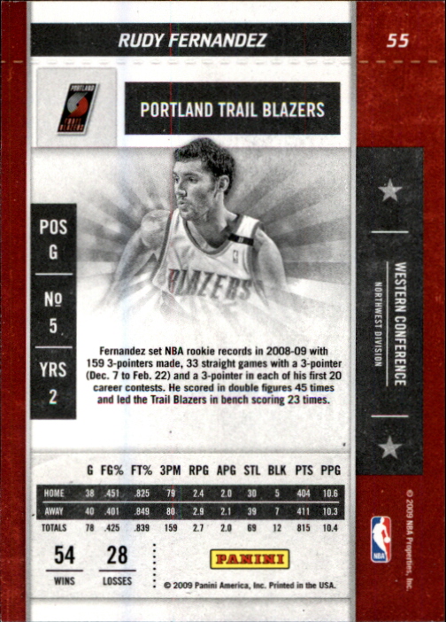 2009-10 Playoff Contenders #55 Rudy Fernandez back image