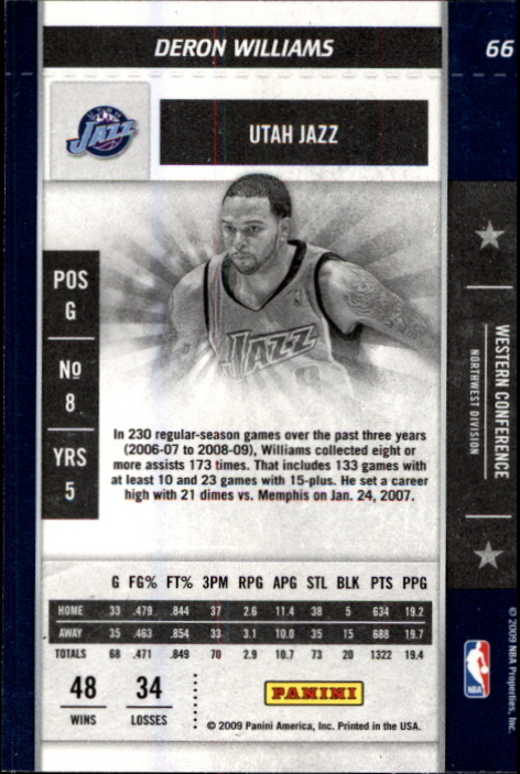 2009-10 Playoff Contenders #66 Deron Williams back image
