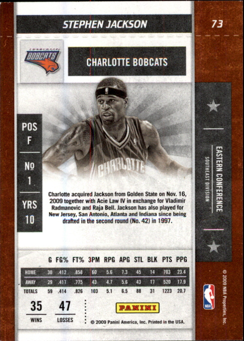 2009-10 Playoff Contenders #73 Stephen Jackson back image
