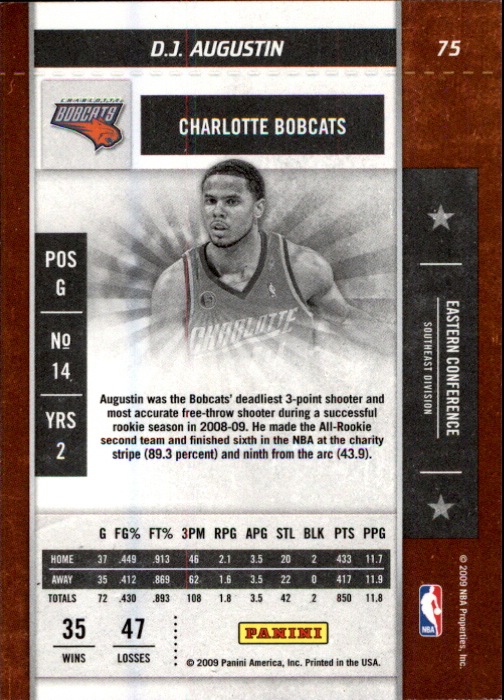 2009-10 Playoff Contenders #75 D.J. Augustin back image