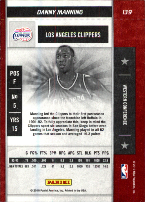 2009-10 Playoff Contenders #139 Danny Manning back image