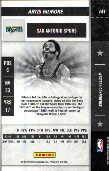 2009-10 Playoff Contenders #141 Artis Gilmore back image