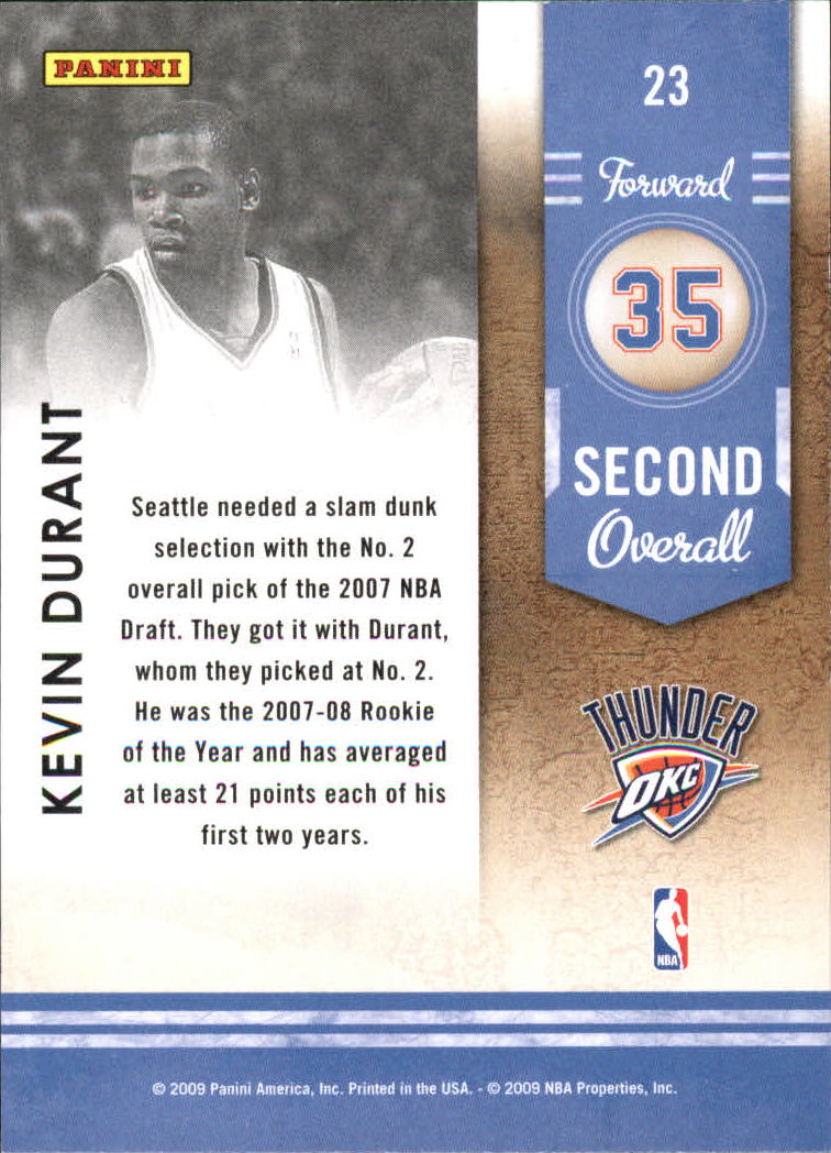 2009-10 Playoff Contenders Lottery Winners #23 Kevin Durant back image