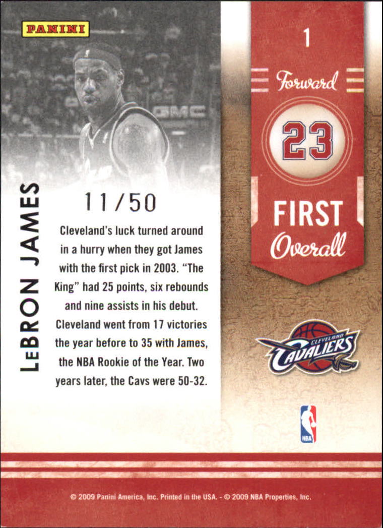 2009-10 Playoff Contenders Lottery Winners Black #1 LeBron James back image