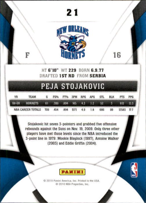 2009-10 Certified #21 Peja Stojakovic back image
