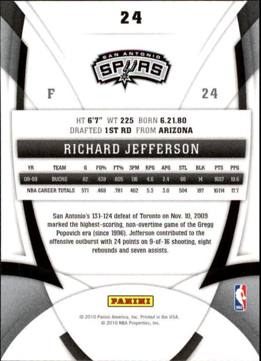2009-10 Certified #24 Richard Jefferson back image