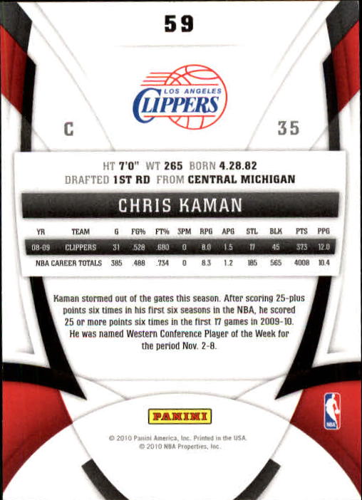 2009-10 Certified #59 Chris Kaman back image