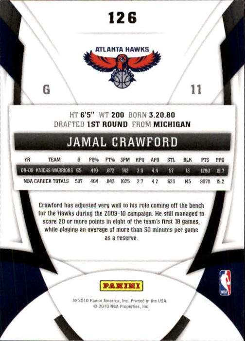 2009-10 Certified #126 Jamal Crawford back image