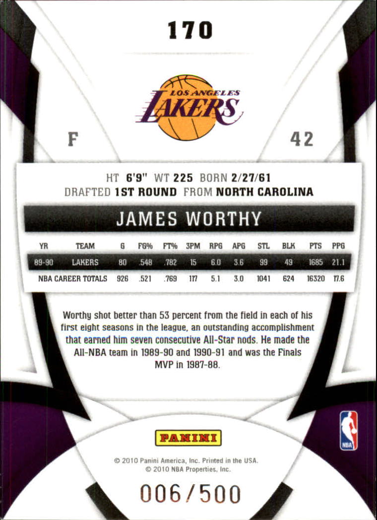 2009-10 Certified #170 James Worthy back image
