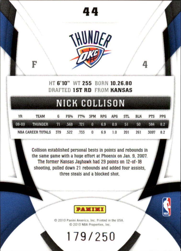 2009-10 Certified Mirror Red #44 Nick Collison back image