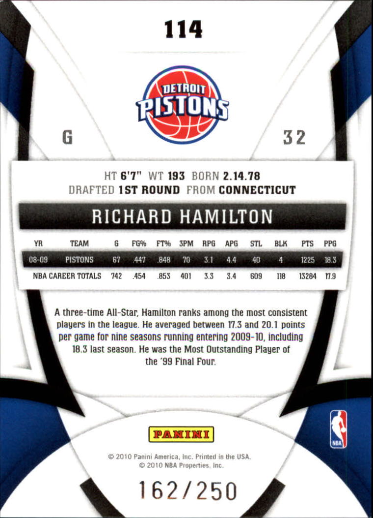 2009-10 Certified Mirror Red #114 Richard Hamilton back image