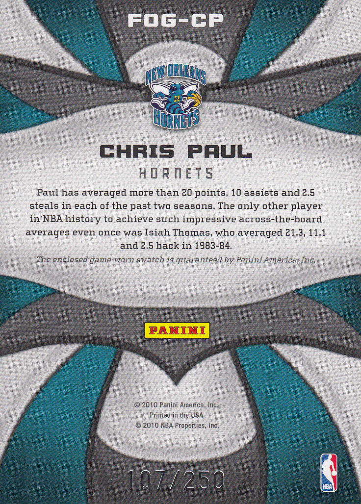 2009-10 Certified Fabric of the Game #17 Chris Paul/250 back image