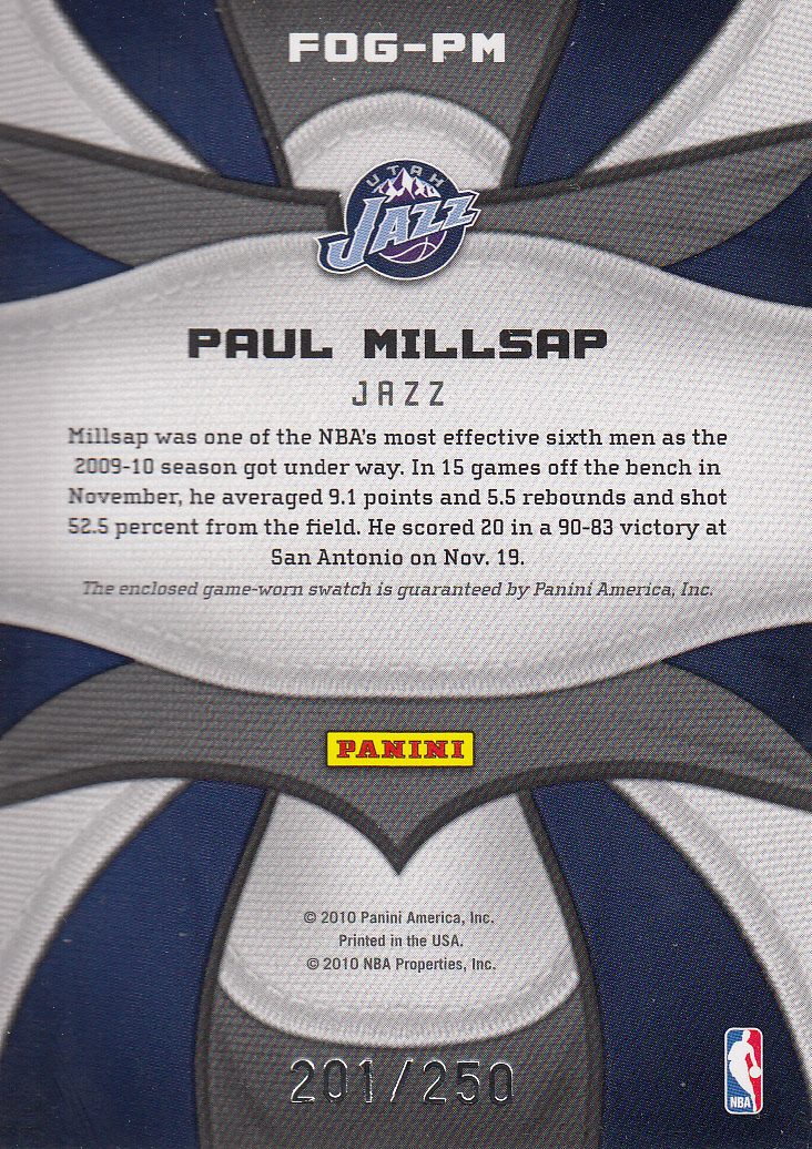 2009-10 Certified Fabric of the Game #50 Paul Millsap/250 back image