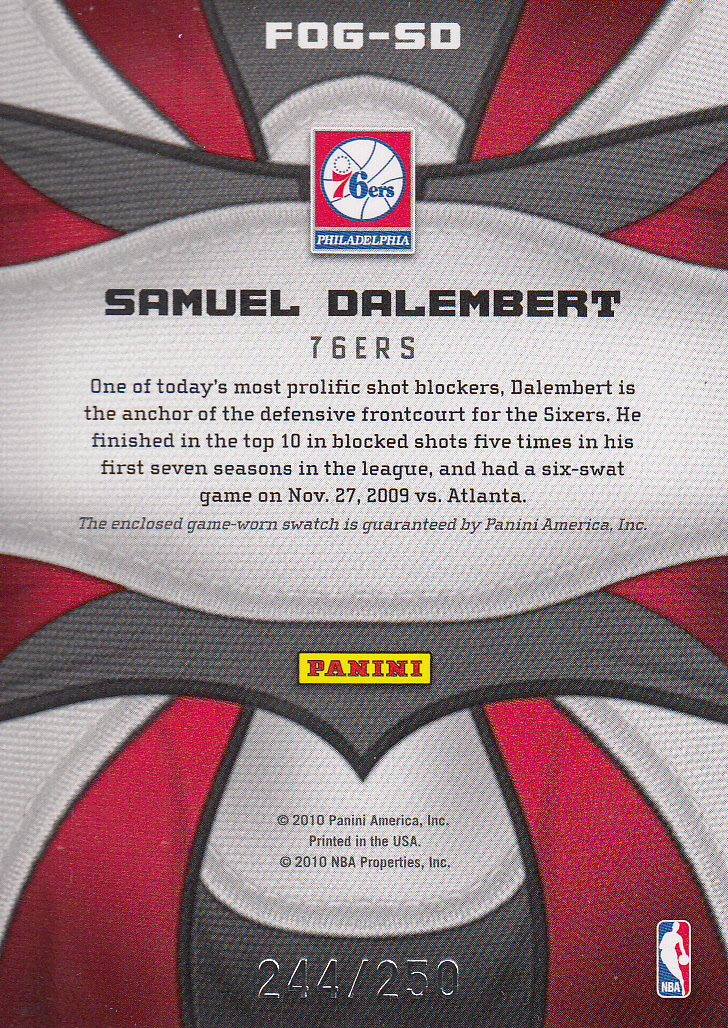 2009-10 Certified Fabric of the Game #95 Samuel Dalembert/250 back image