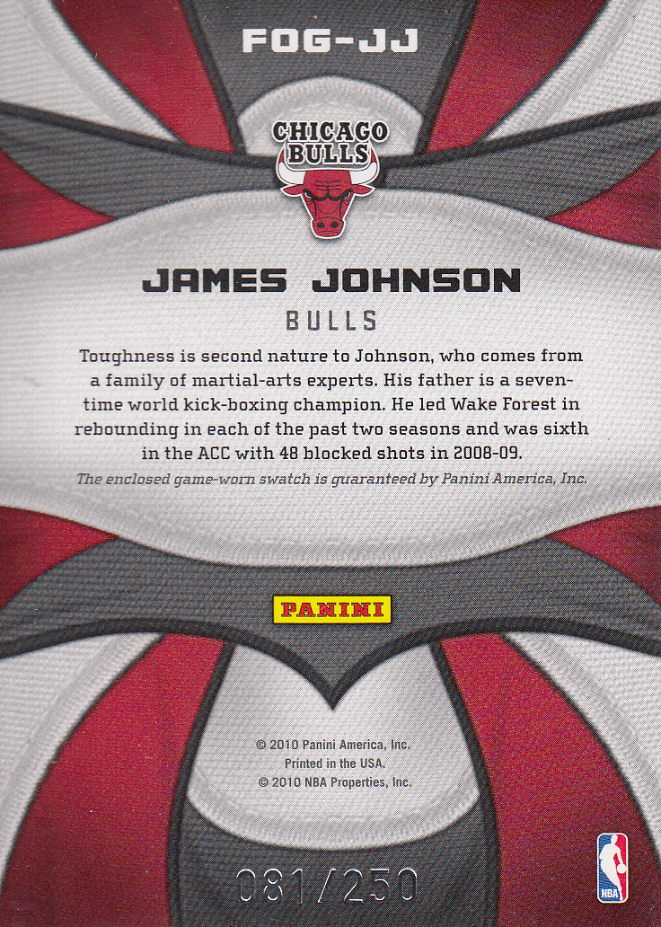 2009-10 Certified Fabric of the Game #184 James Johnson/250 back image