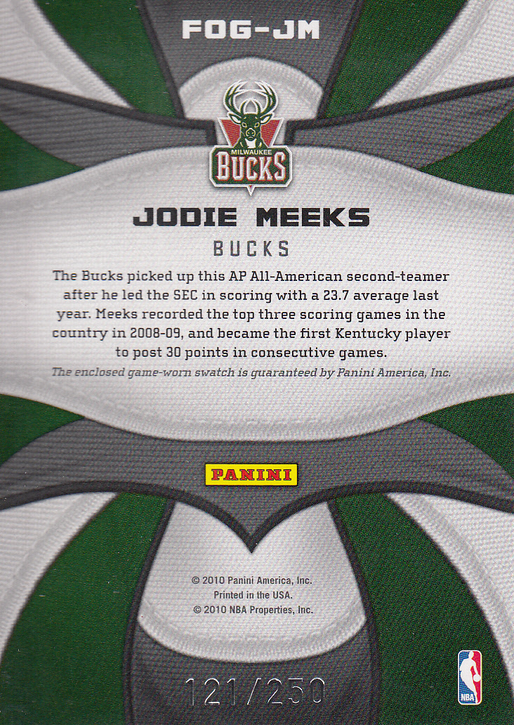 2009-10 Certified Fabric of the Game #200 Jodie Meeks/250 back image