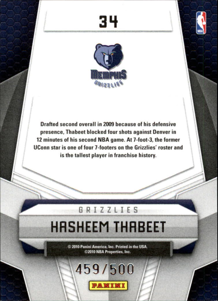 2009-10 Certified Potential #34 Hasheem Thabeet back image