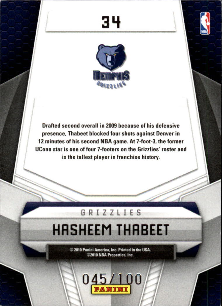 2009-10 Certified Potential Red #34 Hasheem Thabeet back image