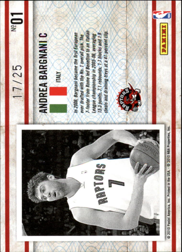 2009-10 Certified Imports Gold #1 Andrea Bargnani back image