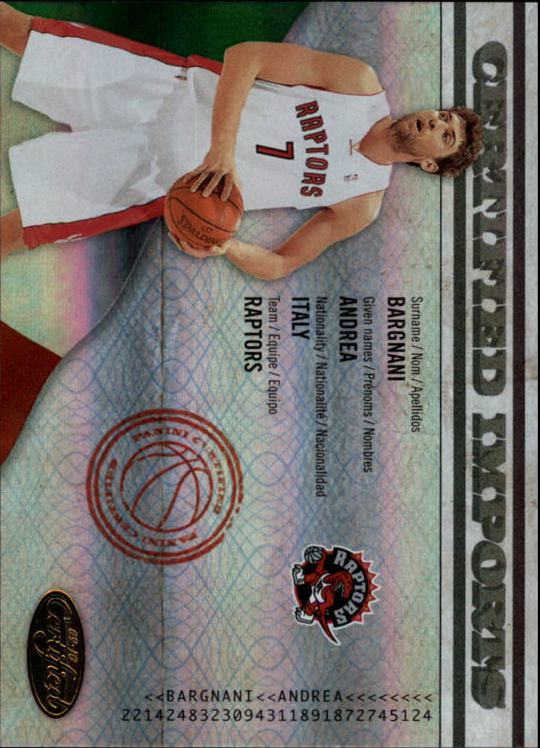 2009-10 Certified Imports Gold #1 Andrea Bargnani