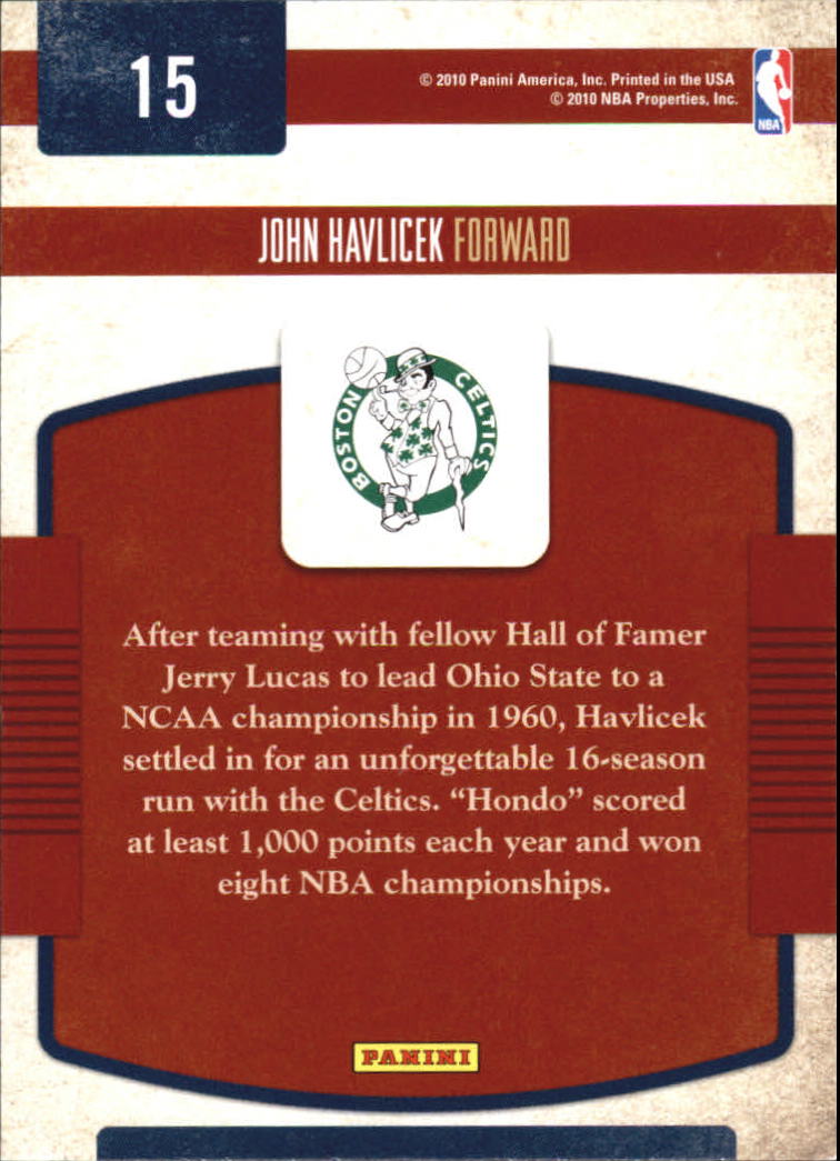 2009-10 Classics Classic Greats #15 John Havlicek back image