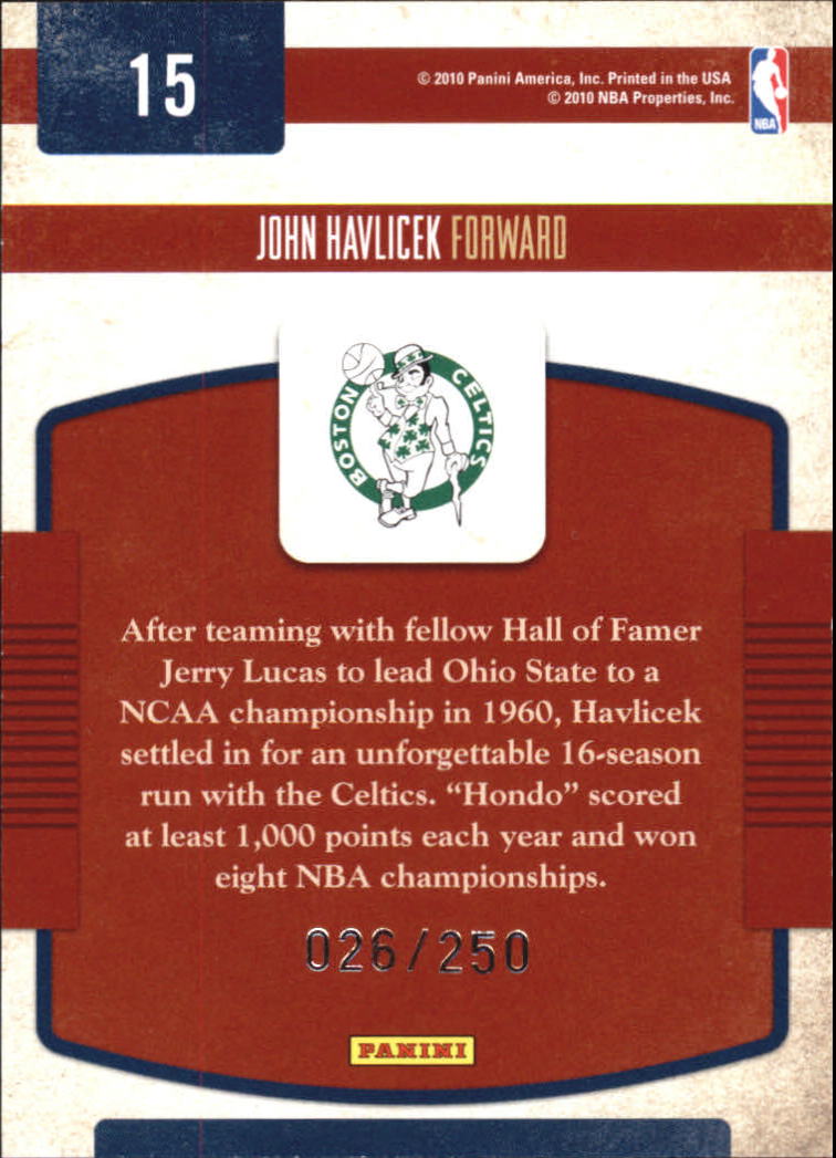 2009-10 Classics Classic Greats Silver #15 John Havlicek back image