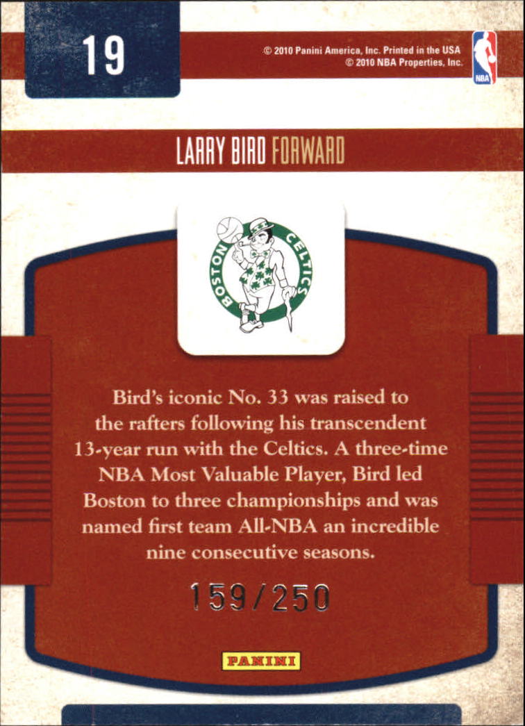 2009-10 Classics Classic Greats Silver #19 Larry Bird back image
