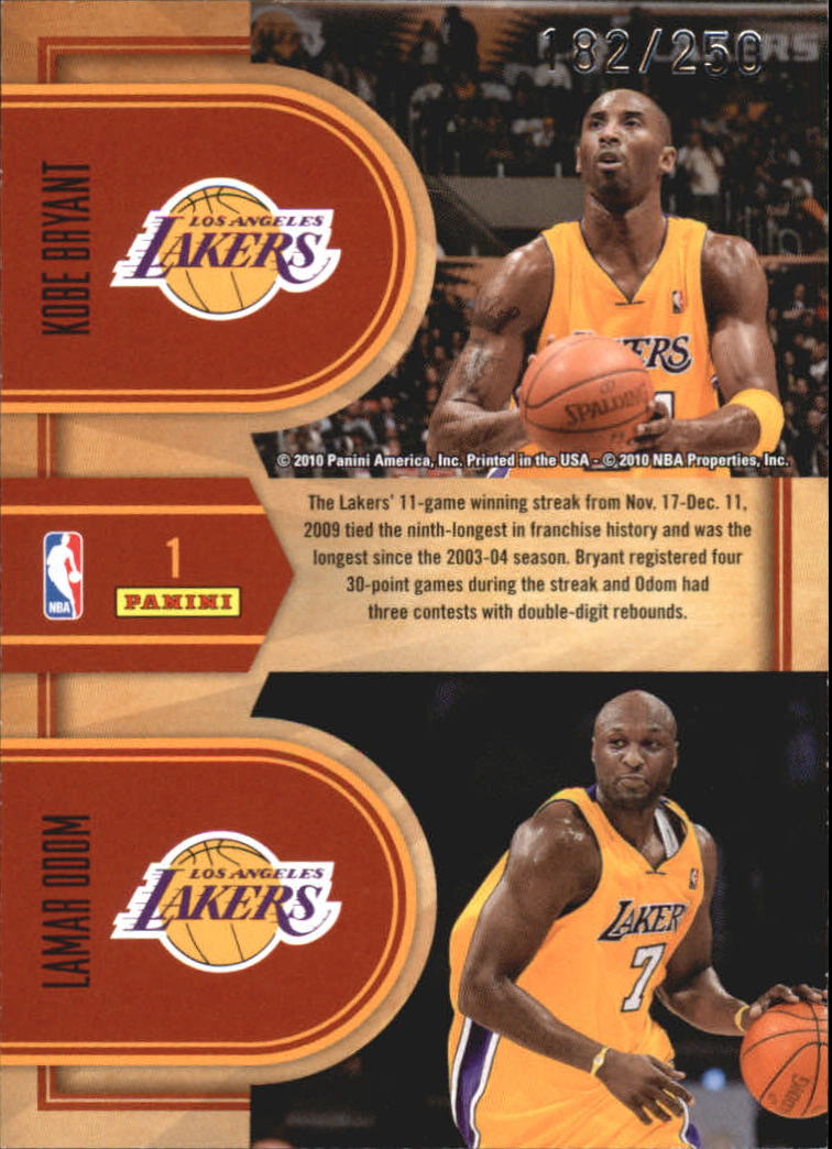 2009-10 Classics Classic Combos Silver #1 Kobe Bryant/Lamar Odom back image