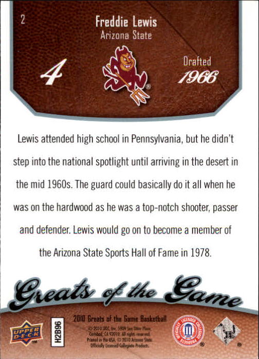 2009-10 Greats of the Game #2 Freddie Lewis back image