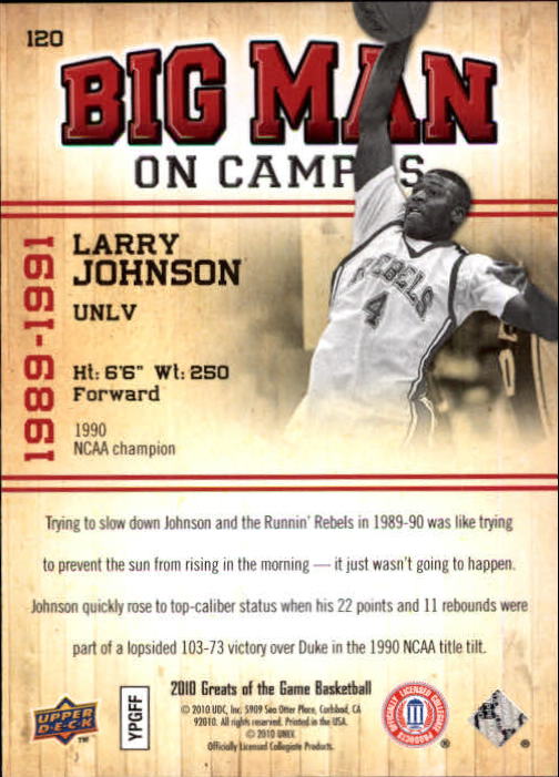 2009-10 Greats of the Game #120 Larry Johnson BMC back image