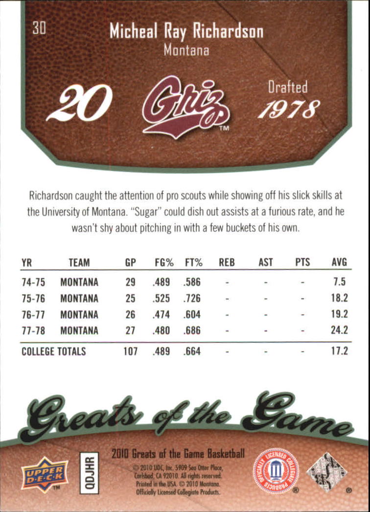 2009-10 Greats of the Game 199 #30 Micheal Ray Richardson back image