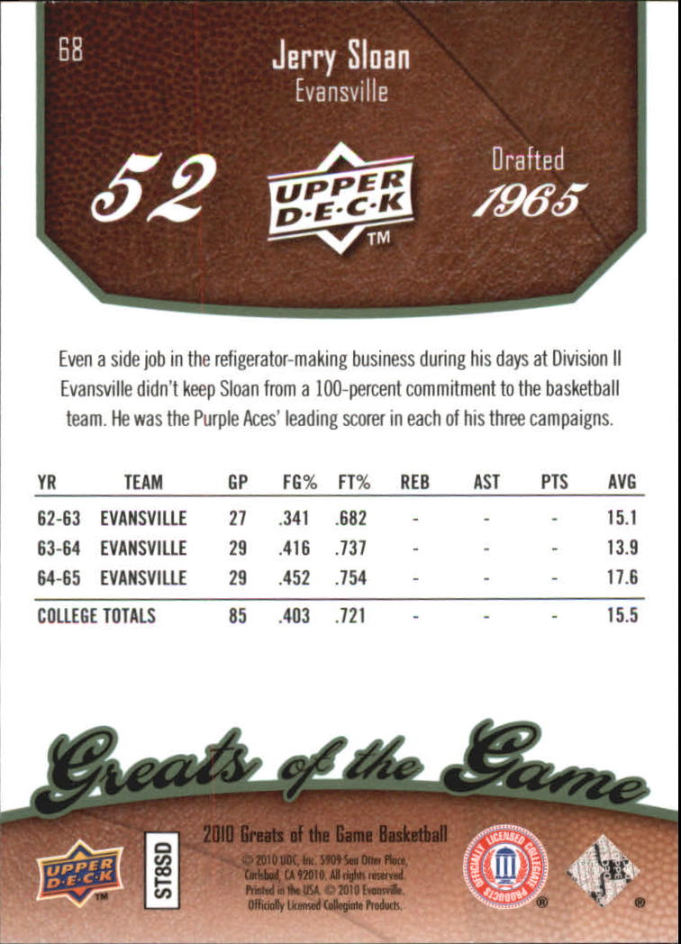 2009-10 Greats of the Game 199 #68 Jerry Sloan back image