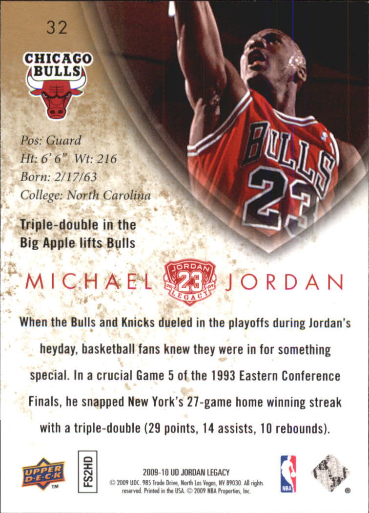 2009-10 Upper Deck Michael Jordan Legacy Collection #32 Michael Jordan back image