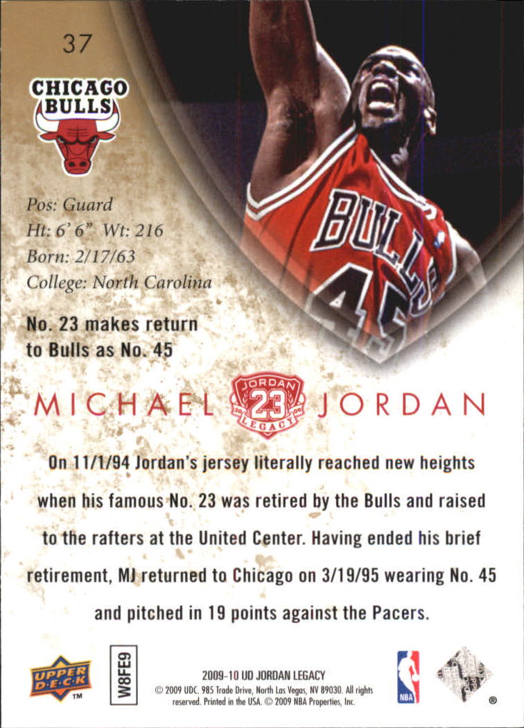 2009-10 Upper Deck Michael Jordan Legacy Collection #37 Michael Jordan/39.8 ppg v Cleveland back image